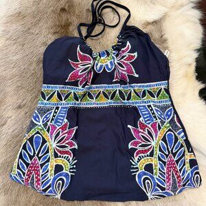 Trina Turk Tankini Size 12 Lotus Batik Print